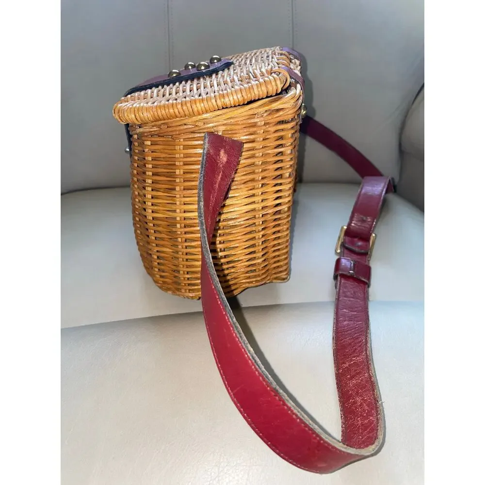 Vintage Etienne Aigner Wicker Fishing Creel Style 1950s–1960s MCM Purse - READ - Picture 12 of 16